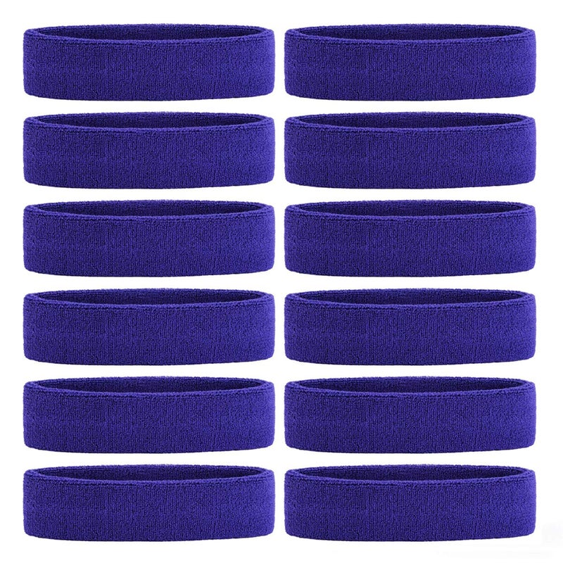 ONUPGO Sweatband Headbands for Men & Women -12PCS Sports Headbands Moisture Wicking Athletic Cotton Terry Cloth Head Band 7.88" x 2.16" - Image 1